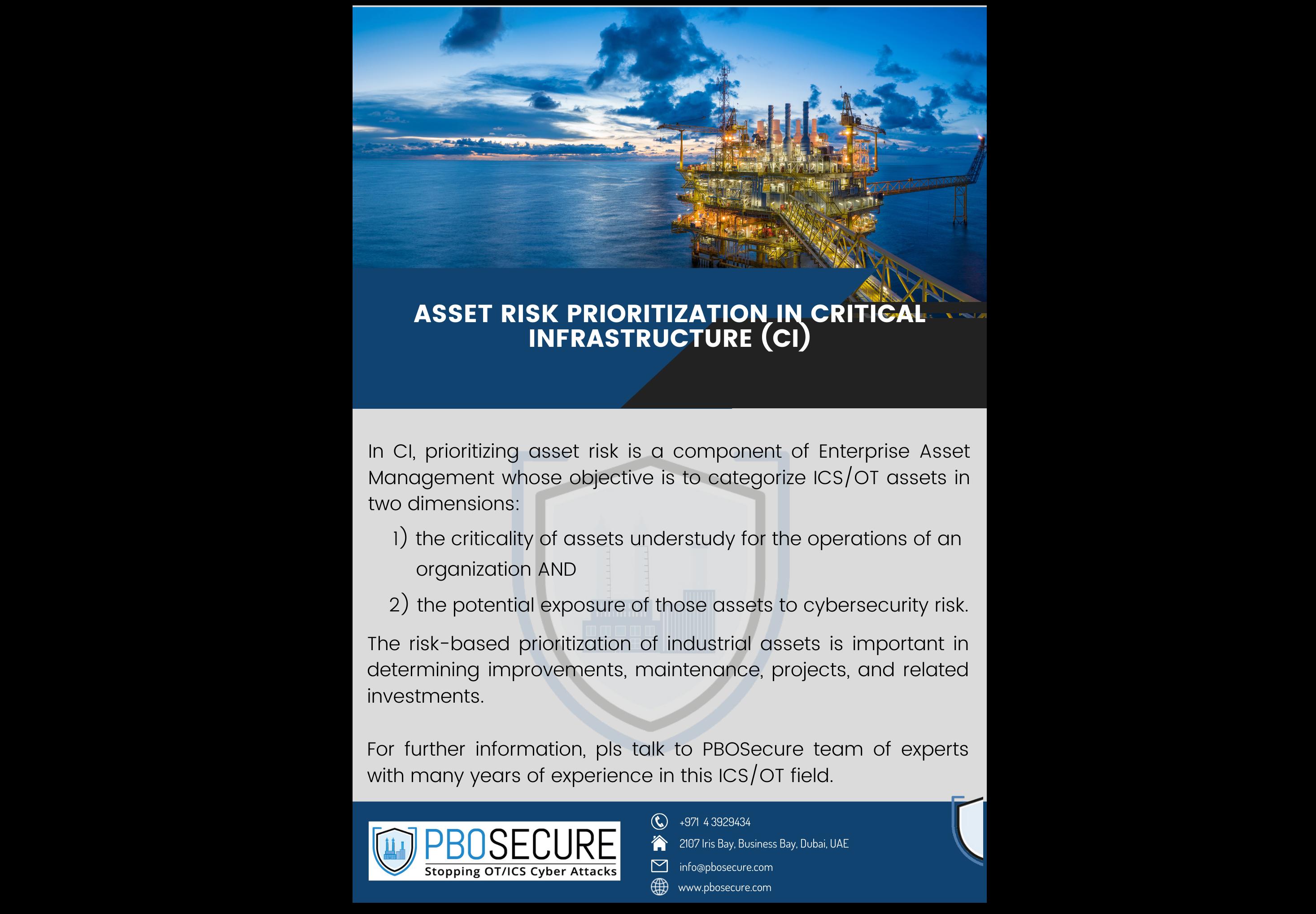 ASSET RISK PRIORITIZATION IN CRITICAL INFRASTRUCTURE (CI)